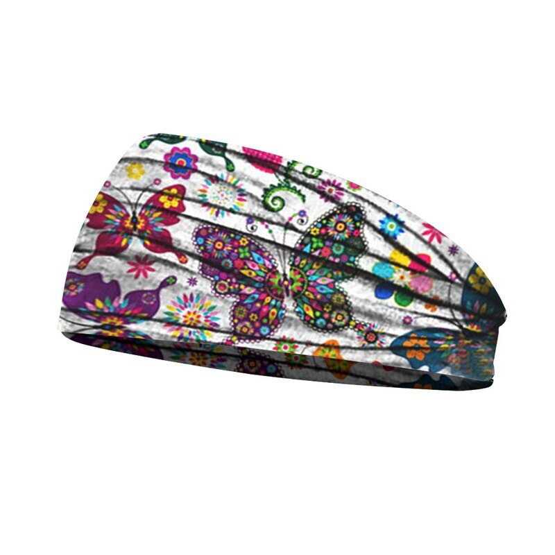 Kvinder bred sports yoga pandebånd stretch hårbånd elastisk print hårbånd boho turban hår tilbehør svedbånd