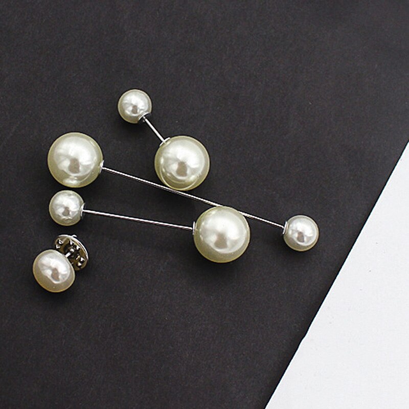 Charm Double Simulated Pearl Brooch Pins For Women Lapel Brooch Jewelry Dress Suit Crystal Flower Pin Brooches: 10