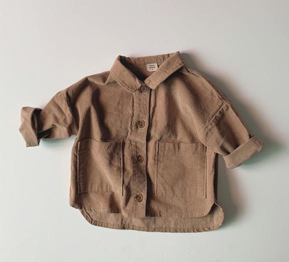 Efterår baby drenge stor lomme revers fløjlsbukser arbejdsfrakke jakke tøj børn frakke jakker drenge overtøj: 9m