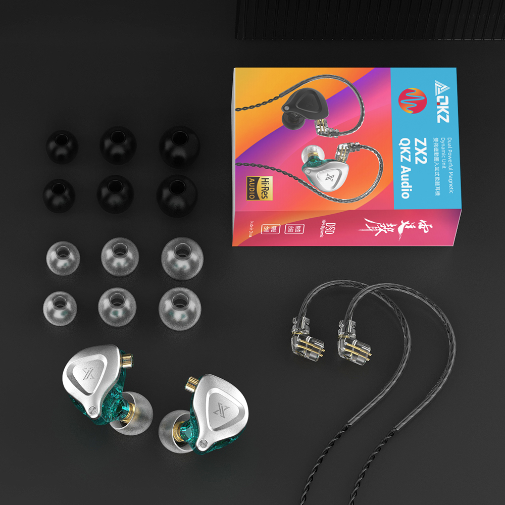 Qkz  zx2 zsn pro in-ear-kopfhörer mit hybrid-technologie, 1dd -bass, metall-ohrhörern, sport-headset mit geräuschunterdrückung und monitorfunktion