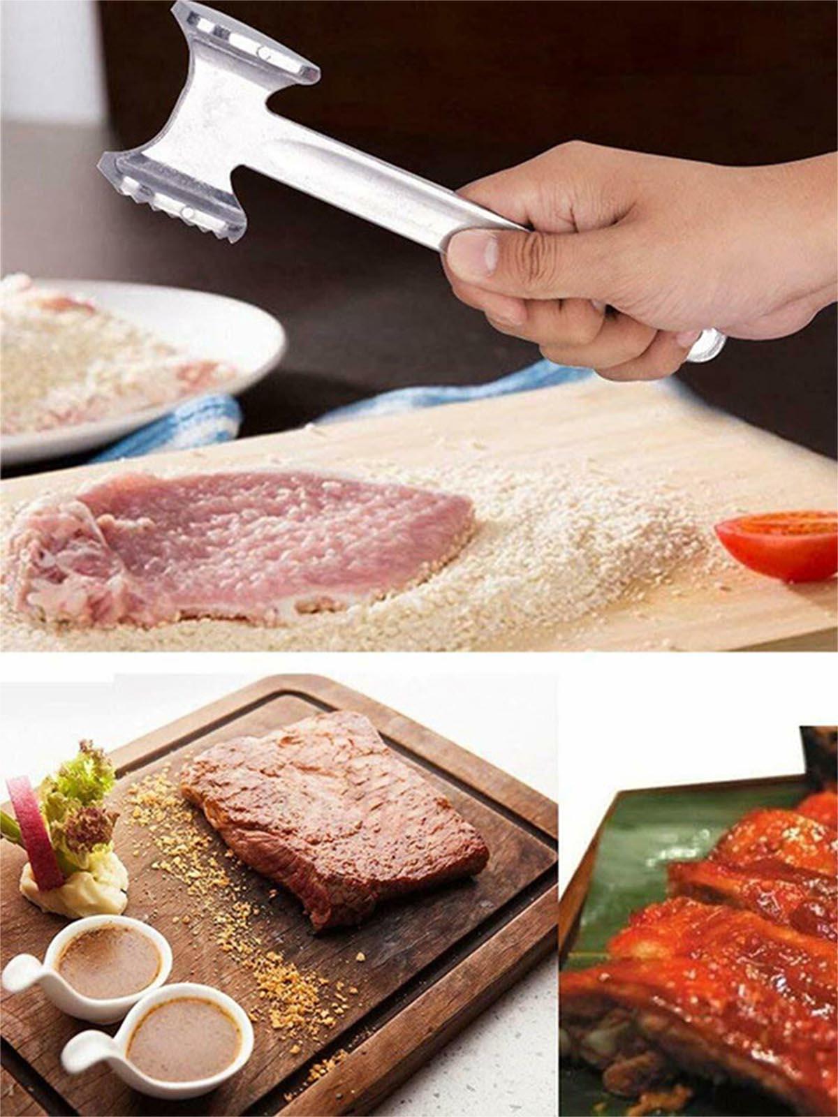Meat Tenderizer Hammer Tool Dual-Sided Nails Meat Mallet Meat Hammer for Steak Chicken Fish Meat Pounder W/ Rubber Comfort Grip