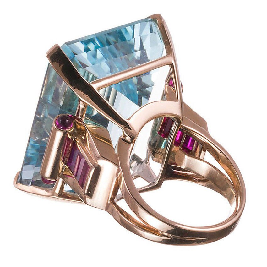 groß CZ kubisch Zirkon Stein Rose Gold Farbe Ring Blau Kristall Engagement Ringe für Frauen Party Hochzeit Schmuck Bague femme