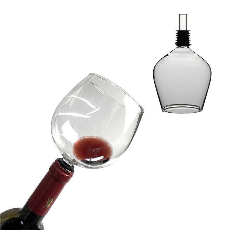 270/500 ml Weinflasche, Glasaufsatz, direkt aus der Flasche trinken, klare Schnapsglas-Tasse, Weindekanter mit Silikondichtung
