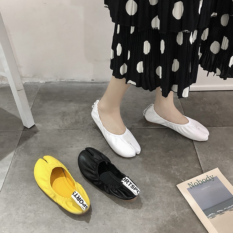 Clip toe tabi buty ninja stałe miękkie dno riband mieszkania gumką wygodne mokasyny kobieta marka koreański obuwie casual 2020 nowy