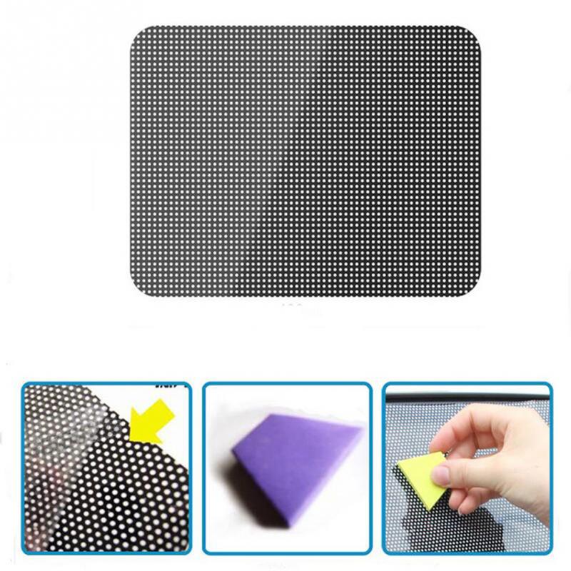 2pcs 42x38cm DIY Car Sun Shades Film Sun Protection Window Cover Black PVC Sunshade Side Window Shield with Small Holes