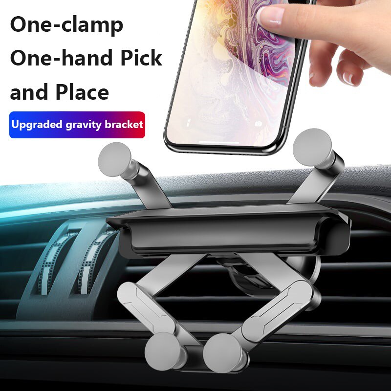 Universal Hook-type Car Phone Holder Automobile Gravity Mobile Phone Holder With Metal Air Outlet For 4-6.5 Inch Mobile Phones