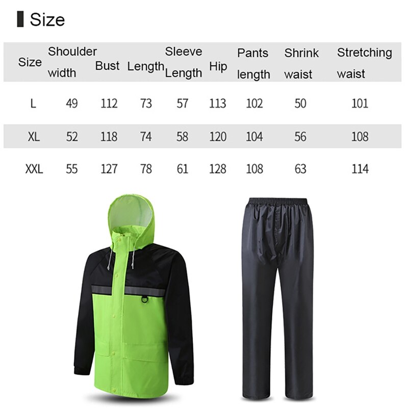 Reflective Rain Suit Hooded Long Sleeve Jacket Pants Kit High Visibility Traffic Safety Warning Raincoat Rainwear Suit