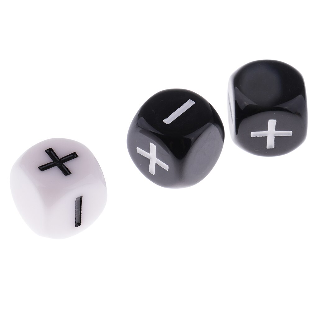 10 Pieces Plastic 6-sided Dice Minus Plus D6 for Party Bar Game Props Outdoor Camping Christmas Birthday Party Game Supply