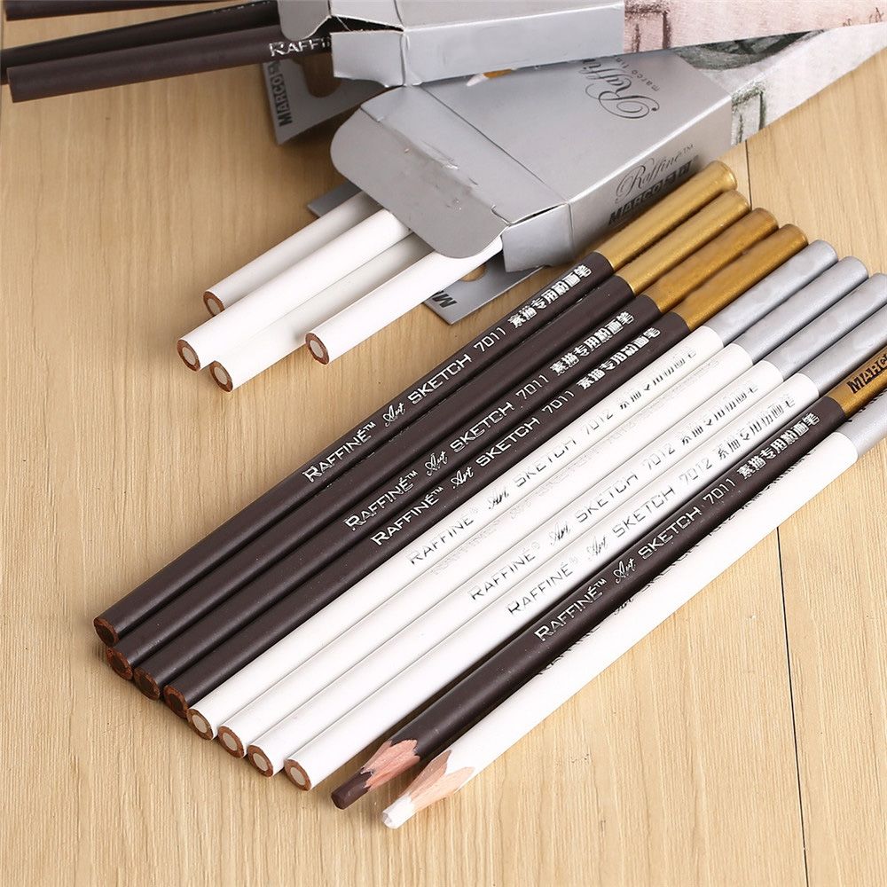 1 ud. Lápiz de dibujo marrón blanco, lápiz de dibujo , tiza de lápiz de dibujo, Base no tóxica, lápiz de dibujo de carbón, suministros de arte