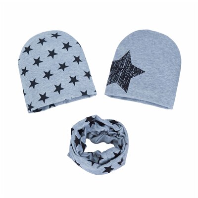 Driedelige Kinderen Hoeden Sjaal Baby Jongens Gedrukt Gebreide Caps Lente Herfst Kids Peuter Star Katoen Papa Mama Caps 6M-36Month: D