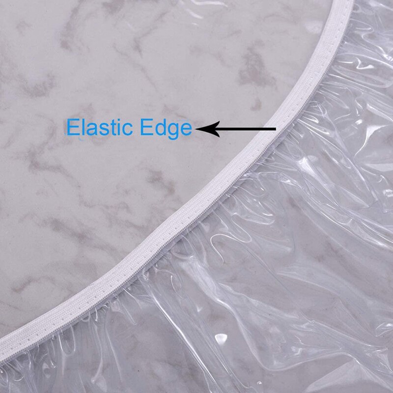 65-180cm vandtætte runde gennemsigtige, elastiske borddæksler pvc enkel praktisk køkken catering beskytter dug