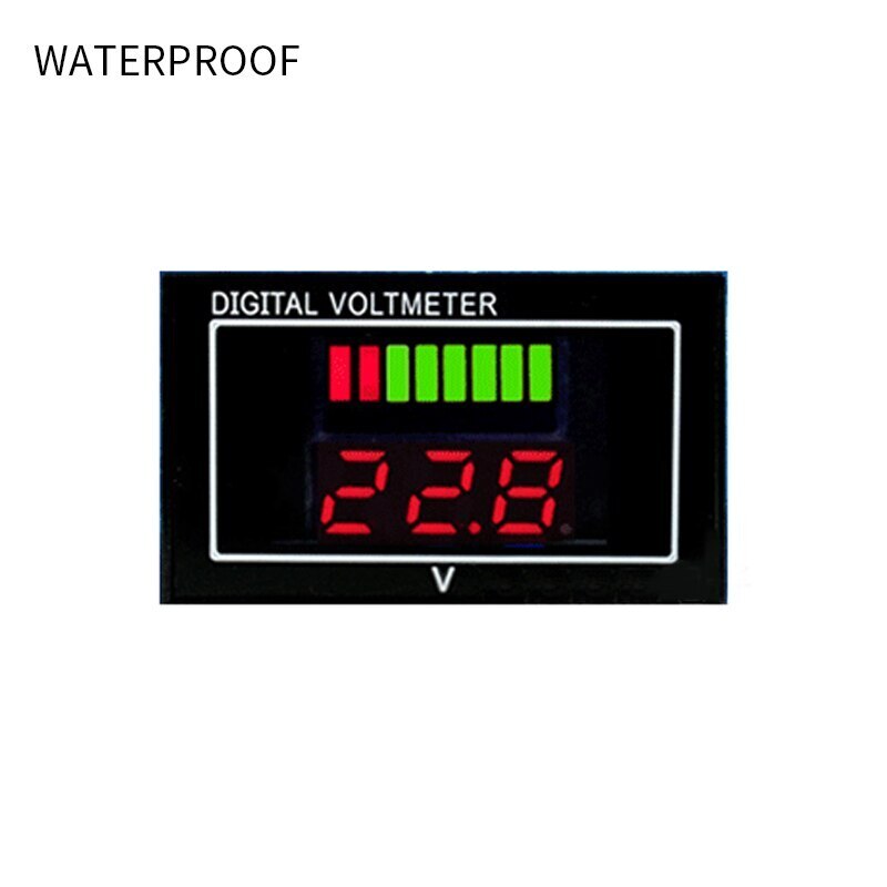 LCD Battery Capacity Monitor Gauge Meter 6V12V24V36V48V60V Battery Statu-s Indicator with 0.56in Display: Red Waterproof