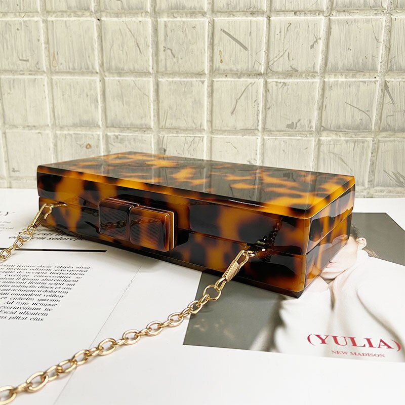 Personlighet leopard akryl flicka axelväska leopard enkelrum budväska middag fest motståndare ta väskan