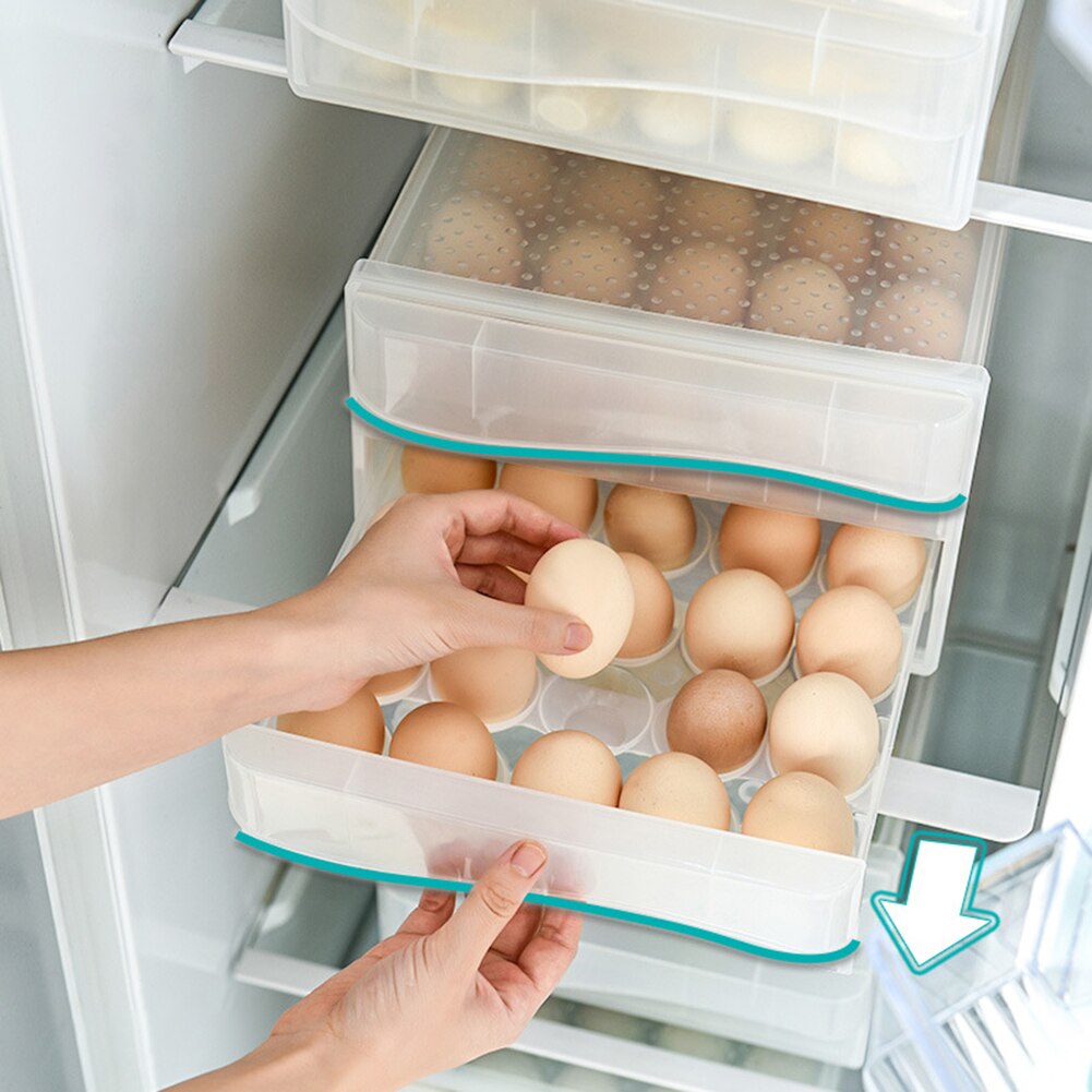 30/60 Cavity Egg Storage Case Plastic Box Kitchen Refrigerator Crisper Container