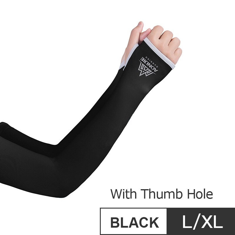 AONIJIE E4117 One Pair UV Sun Protection Cooling Arm Sleeve Cover Arm Cooler Warmer Trail Marathon Running Golf Cycling Driving: E4117 LXL Black