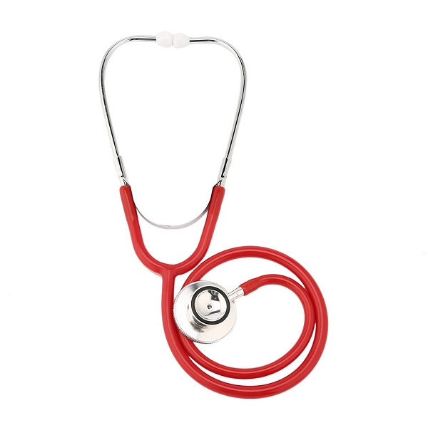 Dobbelt dobbelt hoved stetoskop enkelt rør læge sygeplejerske kardiologi stetoskop aluminiumslegering bryststykke sundhedspleje: Rød