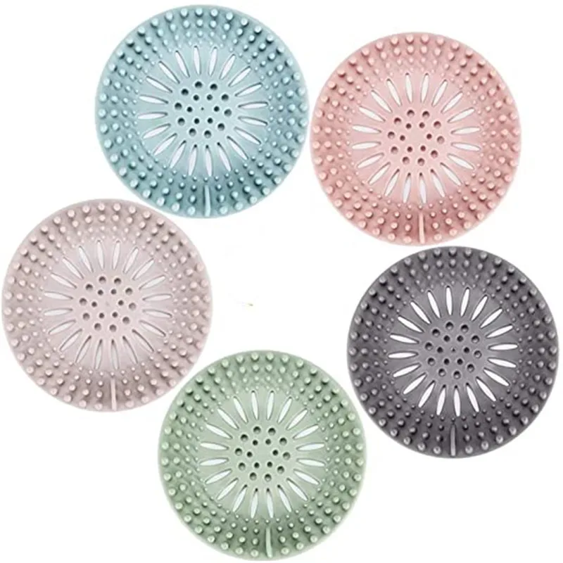 2 Stück runder Silikon-Abfluss-Haarfänger, Küchenspüle-Sieb, Badezimmer, Dusche, Bad, Stopper, Abflussabdeckung, Haarfalle für die Küche