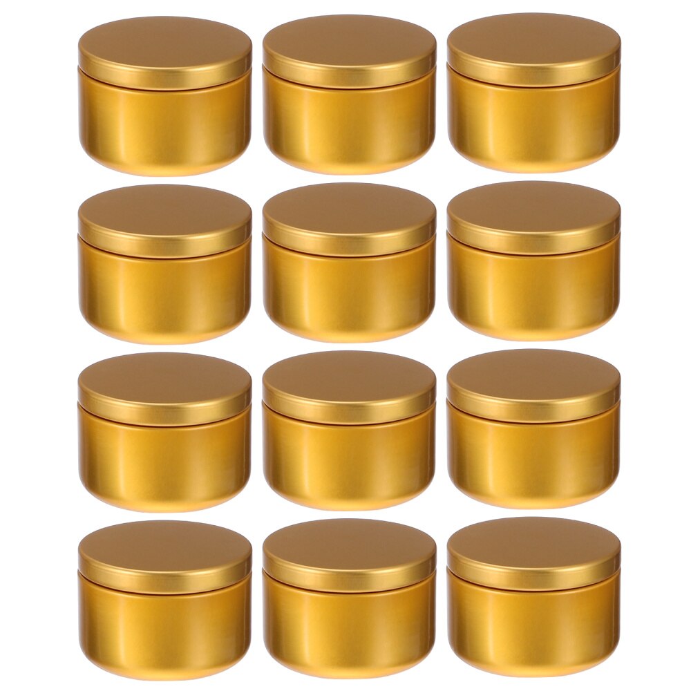 12 Stuks Metalen Kaars Blikken Kaars Container Reizen Tins Diy Kaars Maken Potten Multifunctionele Lege Containers: Golden