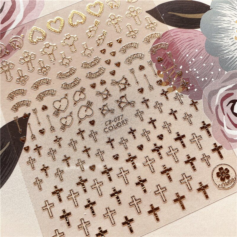 Jésus Christ vierge marie série croix 3D retour colle ongle décalcomanie ongle autocollant décoration ongle art ongle outil ongle ornement: CB-087G