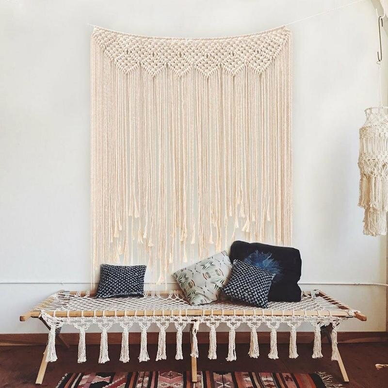 Hand-woven Tapestry Boho Wedding Decoration Backdrop Wall Backdrop Photo Cotton Hanging 100*115cm Rope Booth H4W6