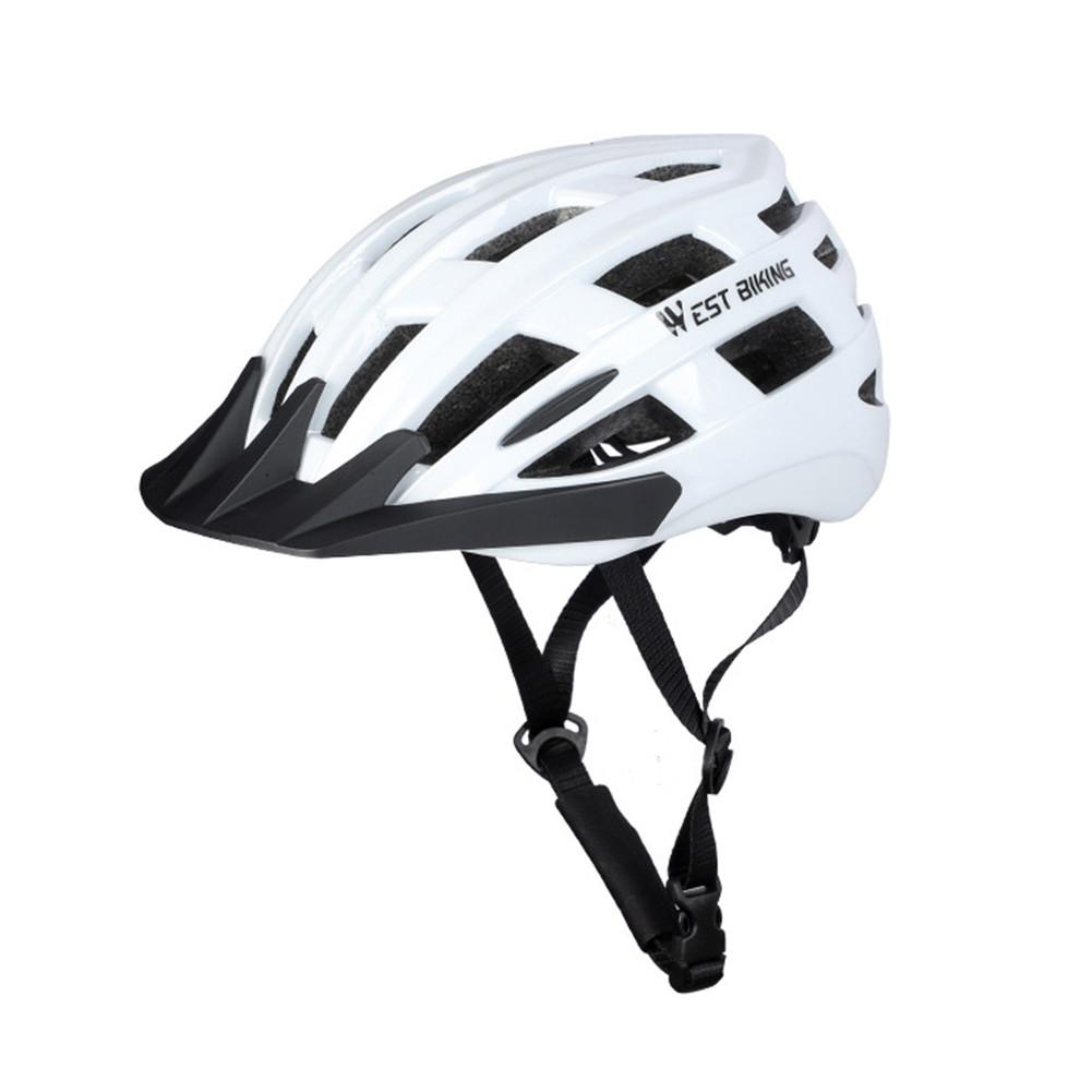 Bike Helmet Breathable Detachable Brim Removable Lining Head Protection Safety Helmet for Road Cycling Mountain Biking: White