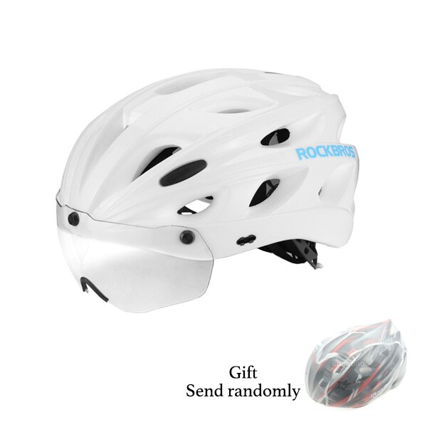 Rockbros Integraal-Gegoten Fiets Helmen Ultralight Magnetische Bril Mtb Mountain Road Fietshelmen Met Bril 57-62 Cm: WHITE