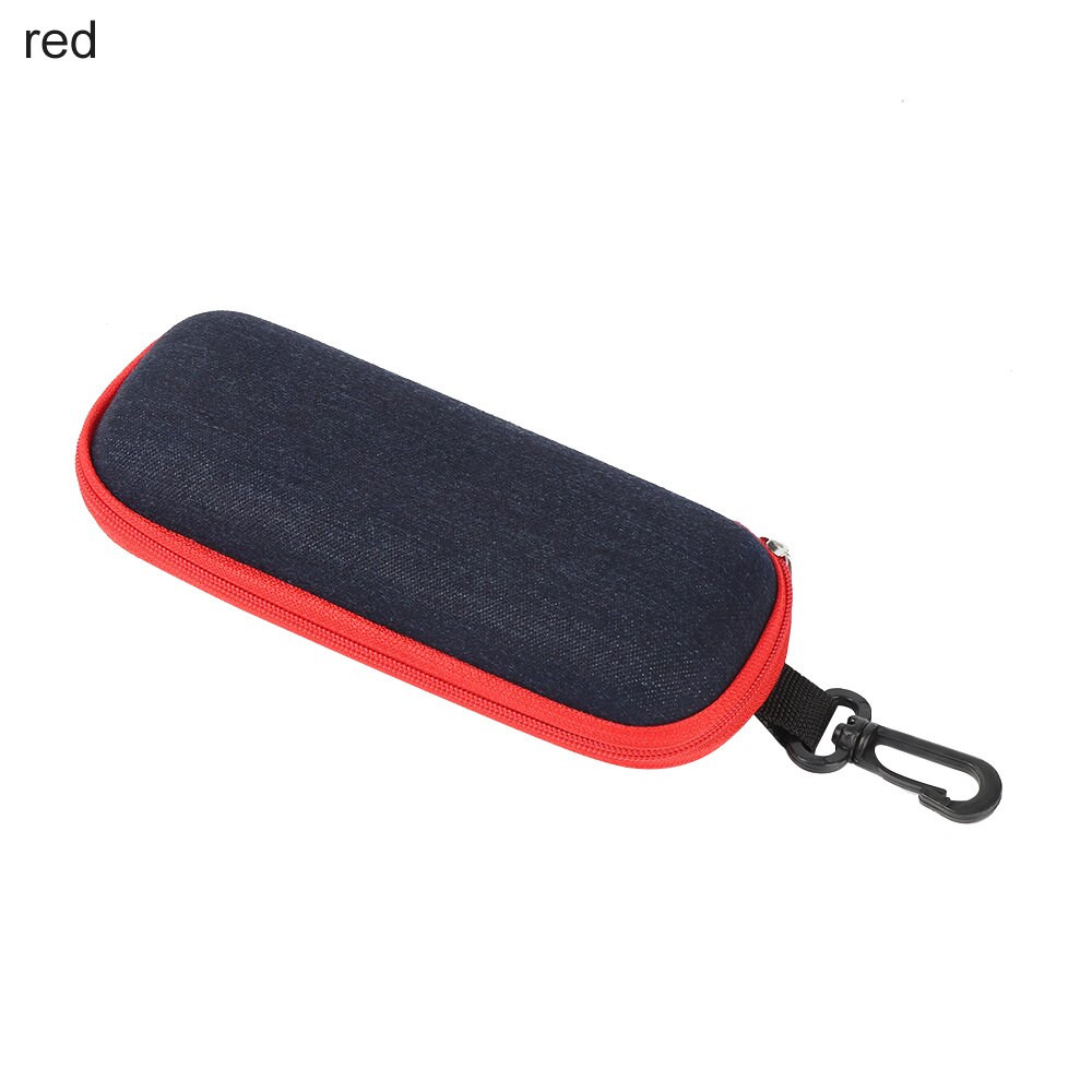 Boîte à lunettes Portable en tissu Denim, fermeture éclair, Protection solaire, conteneur résistant à l'écrasement, 1 pièce: style3-red