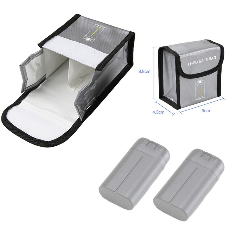 Valgfri batteribeskyttende opbevaringspose til dji mini 2 lipo safe taske eksplosionssikker til dji mavic mini tilbehør: 2 batteripakker