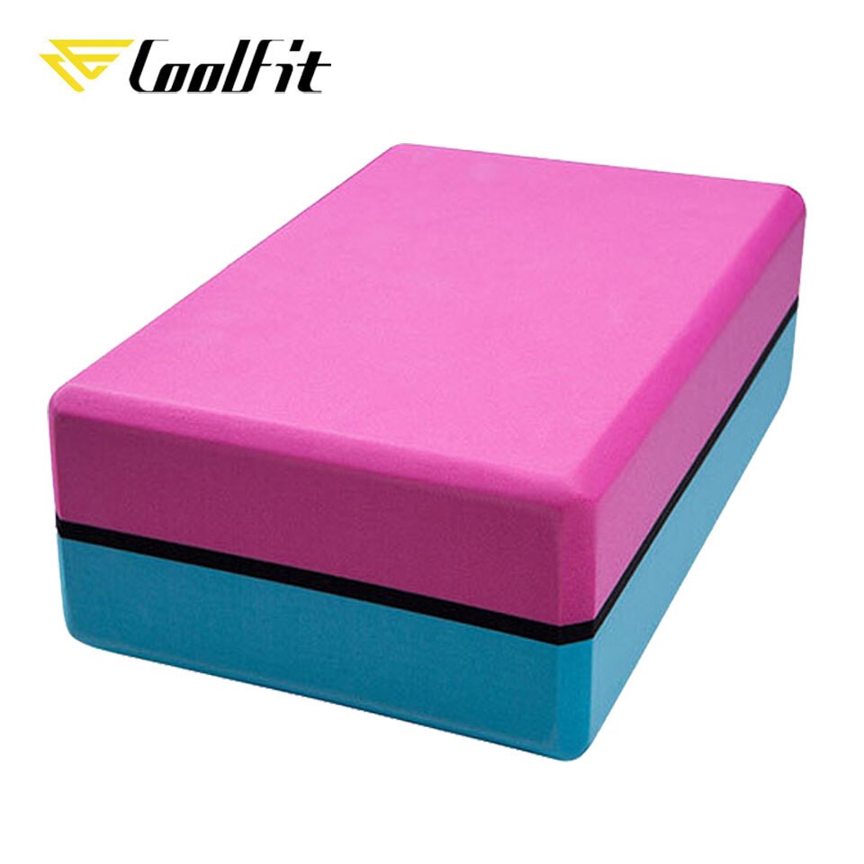 EVA Yogablock - 22.8x15.2x7.2cm - 200g - für Fitnessstudio, CrossFit, Übungen, Training: Rosa mit Blau