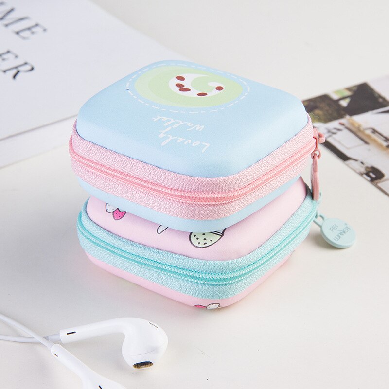 EZONE Stationery Storage Box Kawaii Ice Cream Pineapple Printed Paper Clip Bookmark Eraser Cases Pill Box Office Color Random