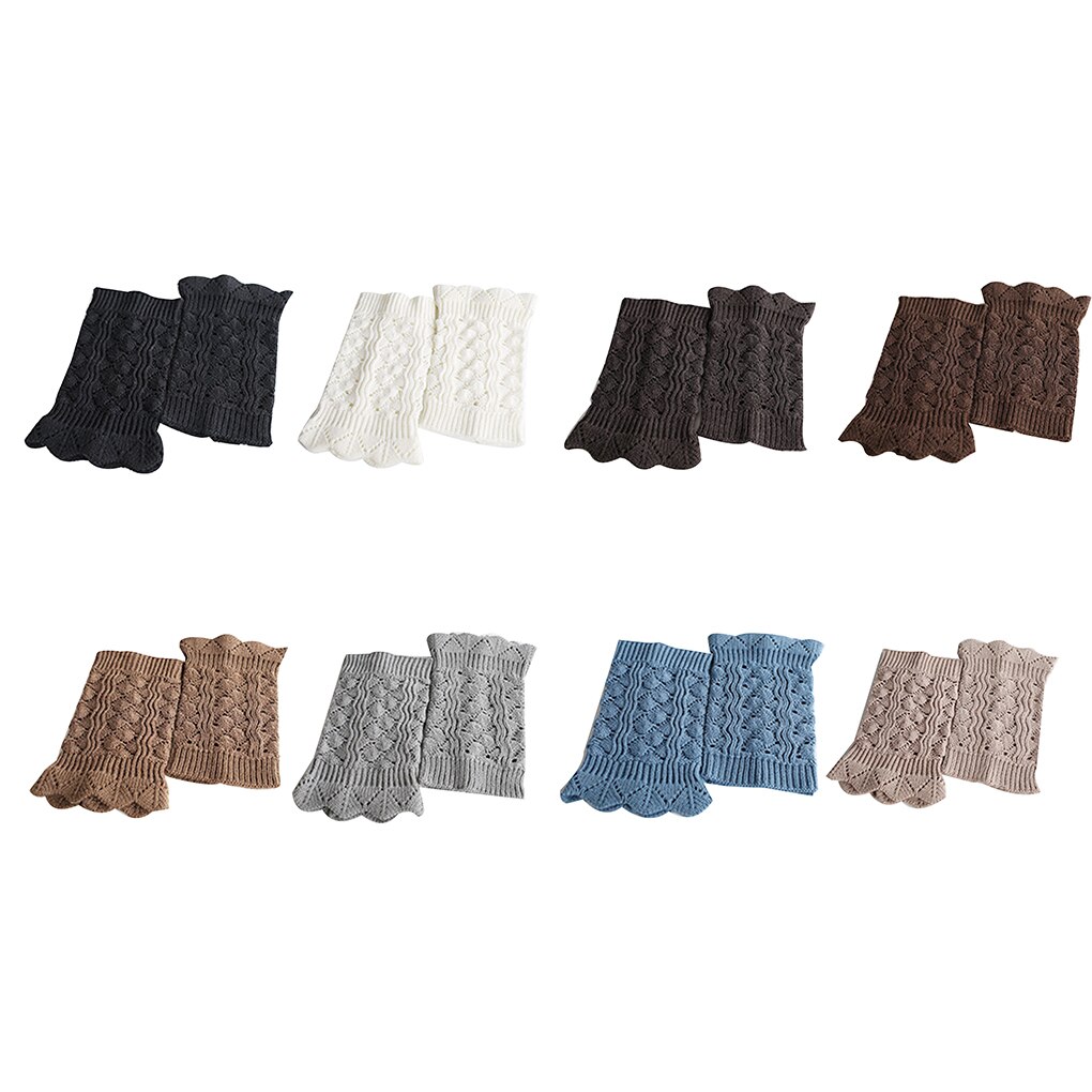1 Pair Cute Soft Lace Women Girl Winter Leg Warmers Acrylon Crochet Hollow Knit Boot Socks Toppers Cuffs