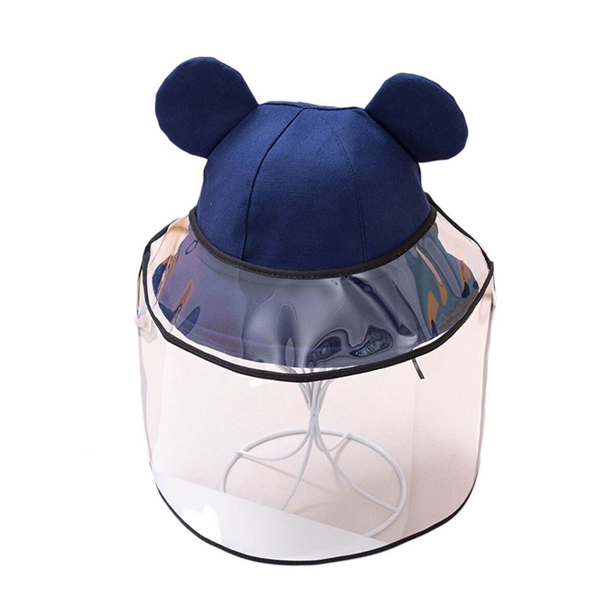 Gorros protectores de oso de seguridad para bebés y niños con protector transparente antigotículas, Anti-Saliva, a prueba de salpicaduras y a prueba de polvo para todo el rostro: Navy Blue