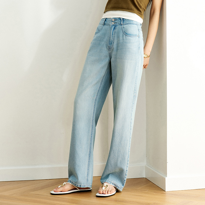 Semir Jeans Women Cool Feeling Long Pants Summer Wide Leg Pants for Trendy Looks