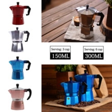 Aluminum Mocha Pot Coffee Maker Durable Moka Cafeteira Espresso Moka Coffee Pot 3 / 6 cup Red Blue Silver Rose