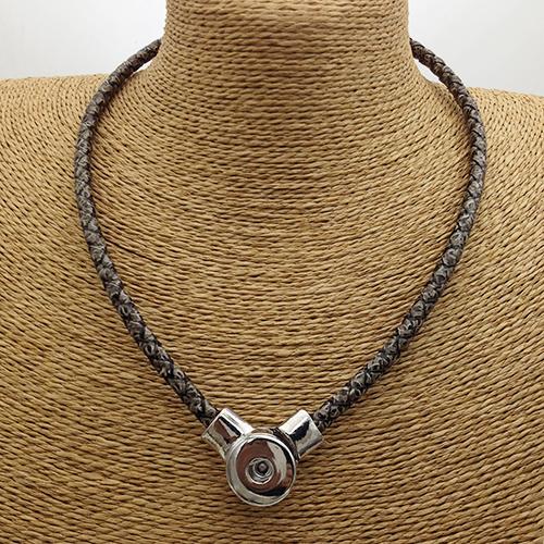 Collar de cuero Pu con botón a presión, joyería Oem, Odm Ne1005, novedad