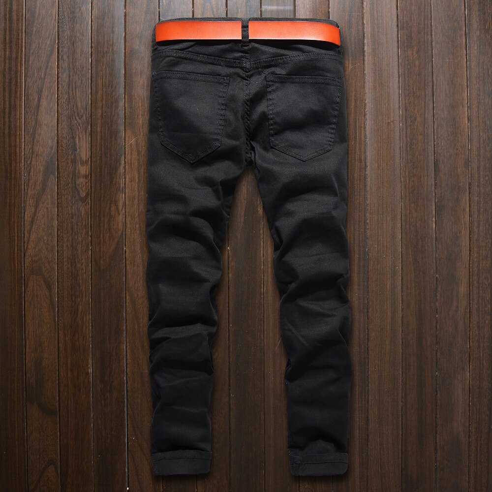Skinny Jeans Mannen White Ripped Knie Rits Mode Casual Slim Fit Biker Jeans Hip Hop Vernietigen Stretch Denim Broek Motorfiets
