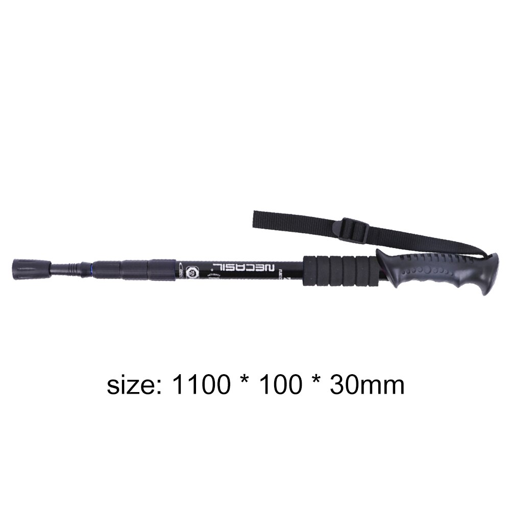 Vendita calda bastoncini da passeggio asta da trekking telescopica multifunzione bastone in lega di alluminio stampella per arrampicata in montagna: nero