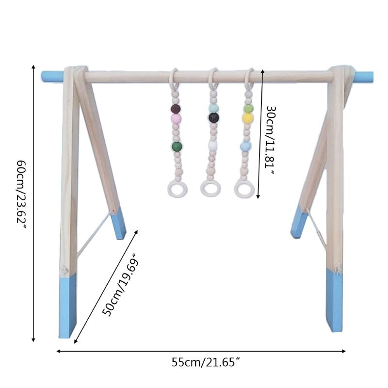 1Set Nordic Cartoon Baby Wooden Gym Fitness Frame Rack Hanging Beaded Pendant A2UB