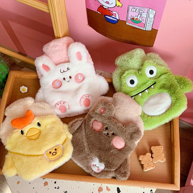 Japonais mignon dessin animé bouillotte hiver en peluche main plus chaude fille portable double couche petit sac d'injection d'eau