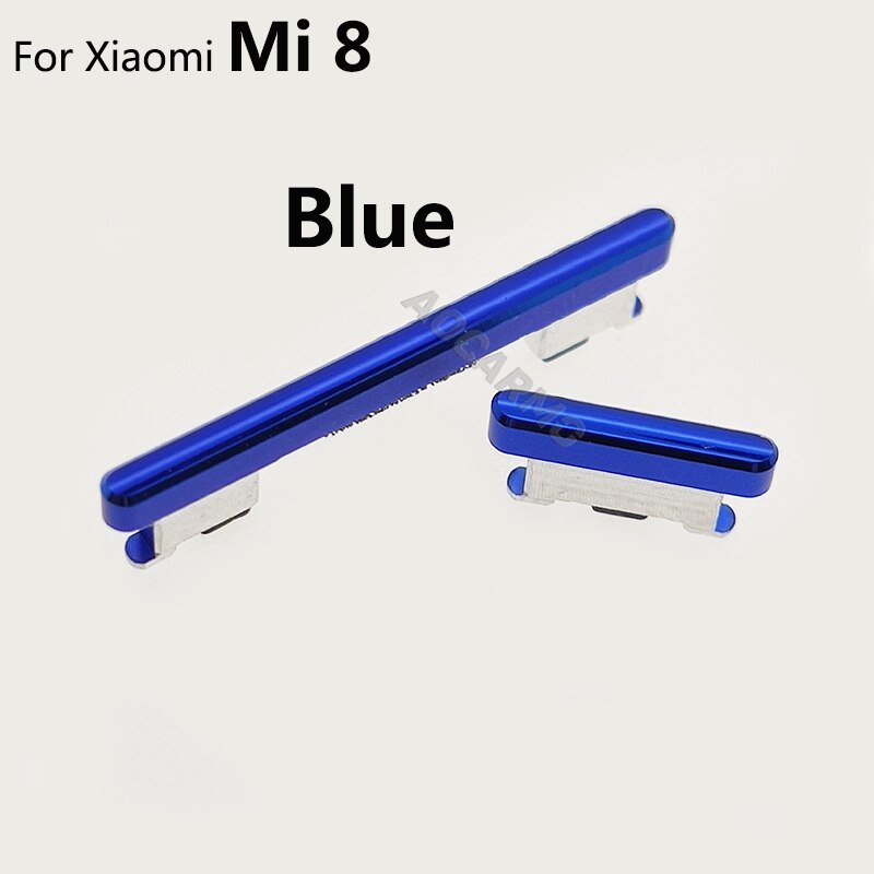 Aocarmo Voor Xiaomi 8 / 9 / 9se Mi8 Mi9 Mi9 Se Power On/Off Volume Up Down Schakelaar zijknoppen Key Vervanging Deel: For Mi 8 - Blue