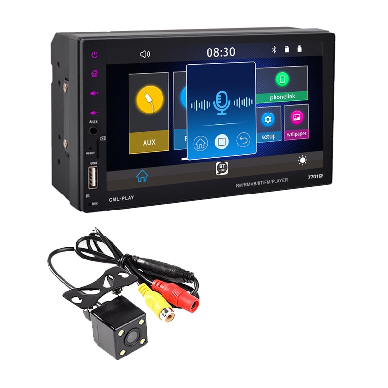 Car Radio MP5 Mirror Link Rear View Camera USB Full HD FM Remote Control 2din 1024P Bluetooth Android 7” AUX IN ISO