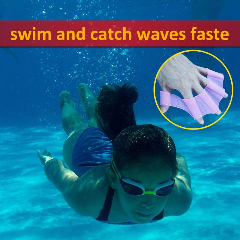 1 par de natación de silicona guantes palmeados adulto Rana dedo Fin de buceo mano ropa de entrenamiento de natación herramienta S/M/ tamaño L