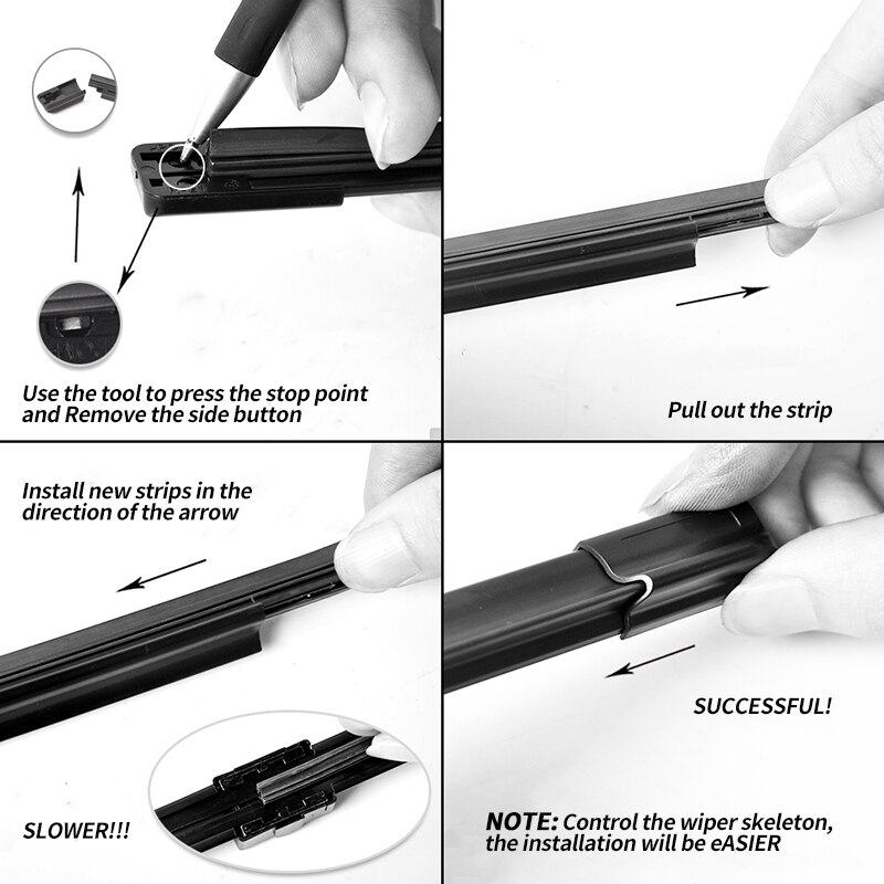 2Pairs Universal Car Wiper Blade Refill Natural Silicone Rubber Windscreen Windshield Car Accessories