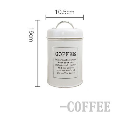 Pot de rangement de thé café sucre | Bocal de cuisine, boîte à sceau métallique, conteneur de scellage scandinave, pot de rangement de bonbons maison céréales poudre de lait: White COFFEE