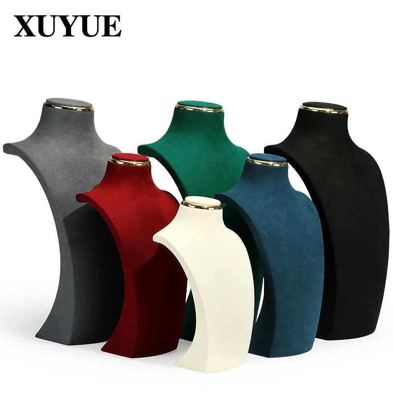 Halskæde display stand metal microfiber vindue model hals display stand vedhæng hængende hals hals hylde ny