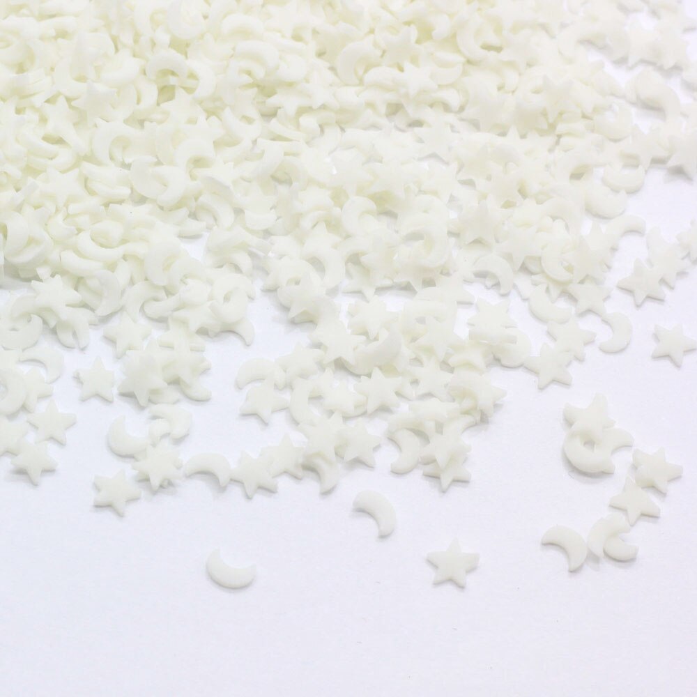 Arcilla polimérica para manualidades, lámina luminosa con forma de luna y estrella, para hacer álbumes de recortes, manualidades, manualidades, arte de uñas, Material de relleno de barro de cristal, 100g