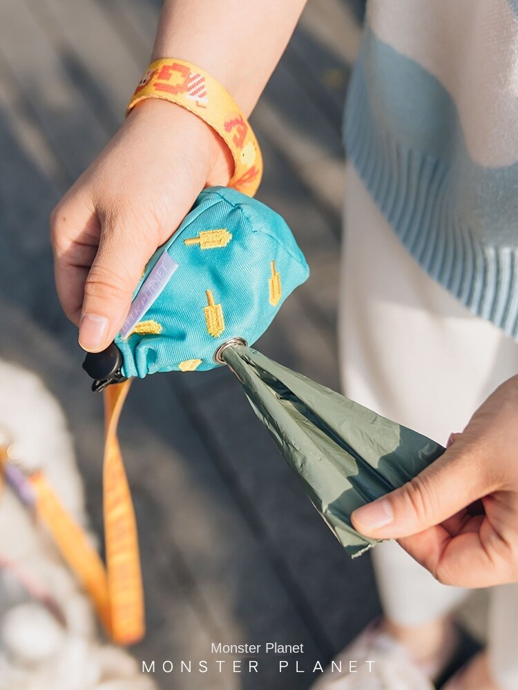 Pet goes out to shovel poop bag dog poop bag pick up poop bag pick up toilet walk dog pick up poop bag