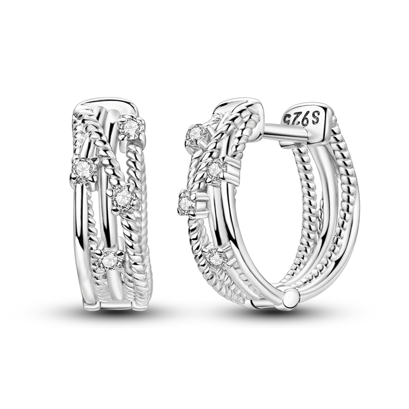 925 Sterling Silver Zirconium Hoop Earrings For Women Jewelry Anniversary Wedding Making Jewelry
