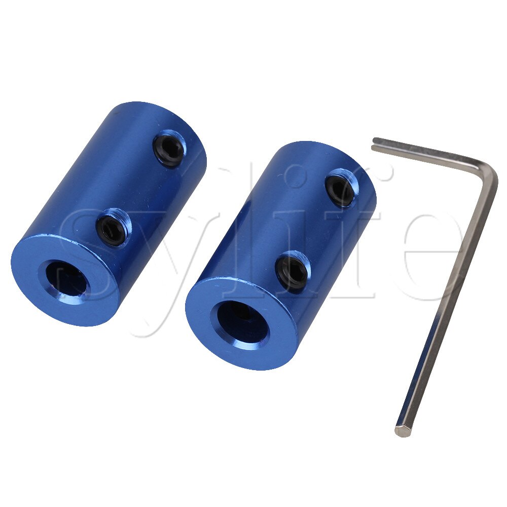 Blue 5mm-6mm Rigid Coupling Aluminum Shaft Coupling Coupler Motor Transmission Connector Pack of 2