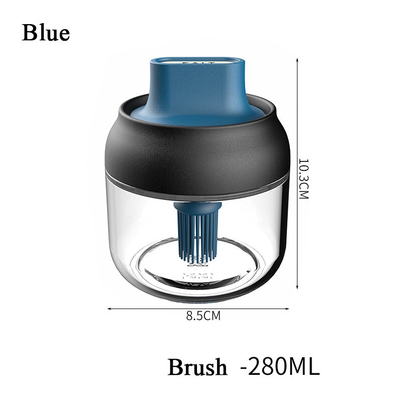Køkken glas krydderier flasker glas sukker salt honning opbevaring krukke 280ml krydderier opbevaring boks med børste ske låg tilbehør 1pc: Blå pensel